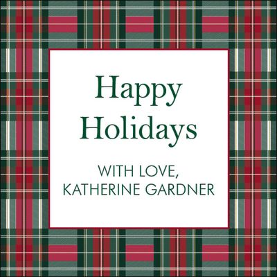 Festive Plaid Holiday Gift Tag Label