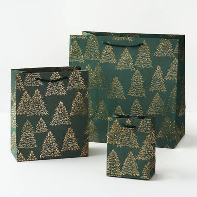 Gold Christmas Tree Gift Bags