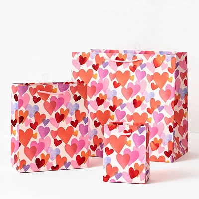 Watercolor Foil Hearts Valentine's Day Gift Bags