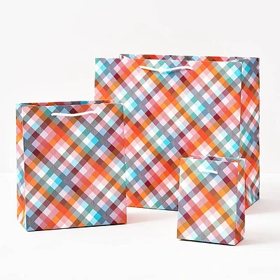 Vibrant Plaid Gift Bags