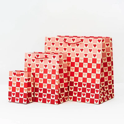 Checkered Heart Gift Bags