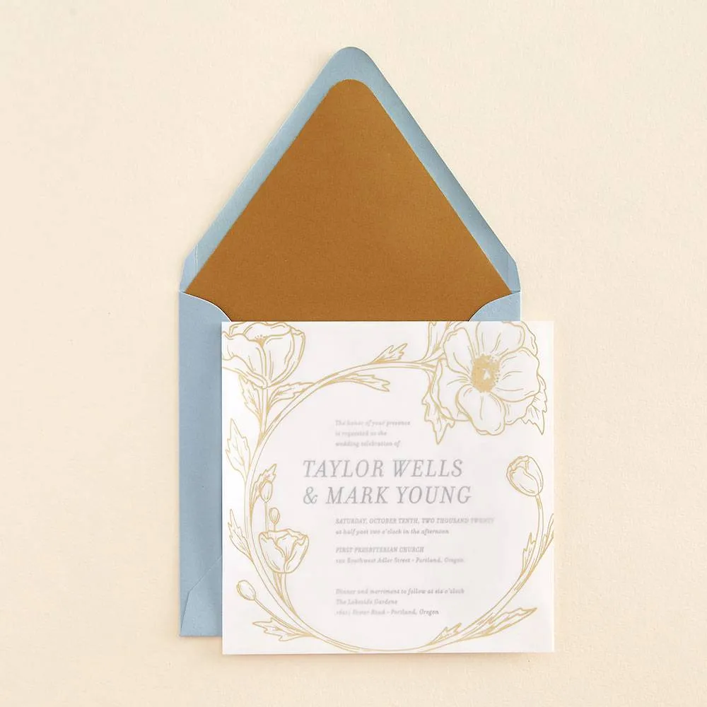 Gilt Floral Frame Wedding Invitation