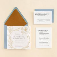 Gilt Floral Frame Wedding Invitation