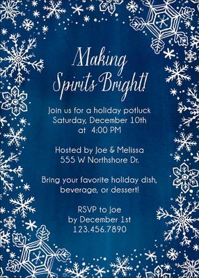 Painted Snowflakes Holiday Party Invitation