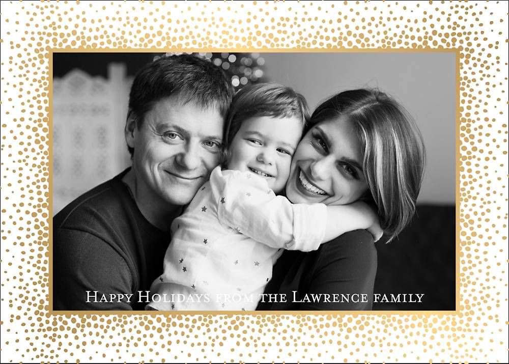 Champagne Border Holiday Photo Card Horizontal