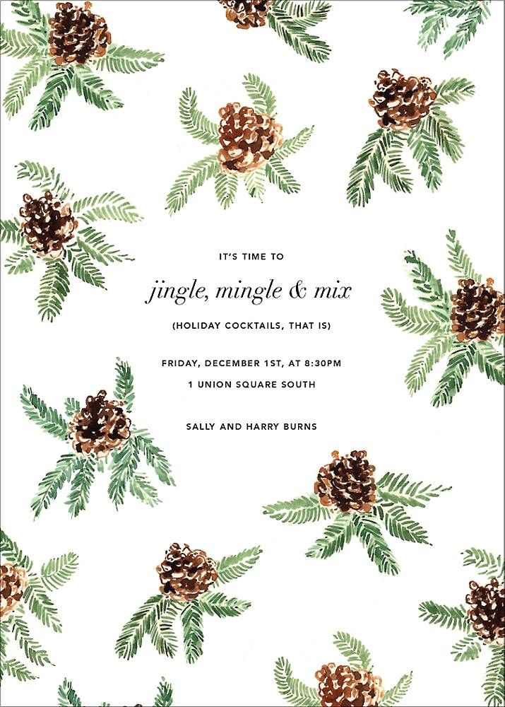 Painted Pine Cones Holiday Party Invitation