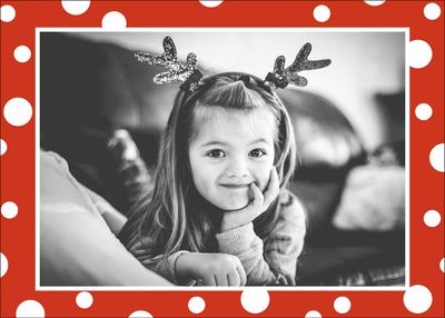 White Red Dots Horizontal Photo Card