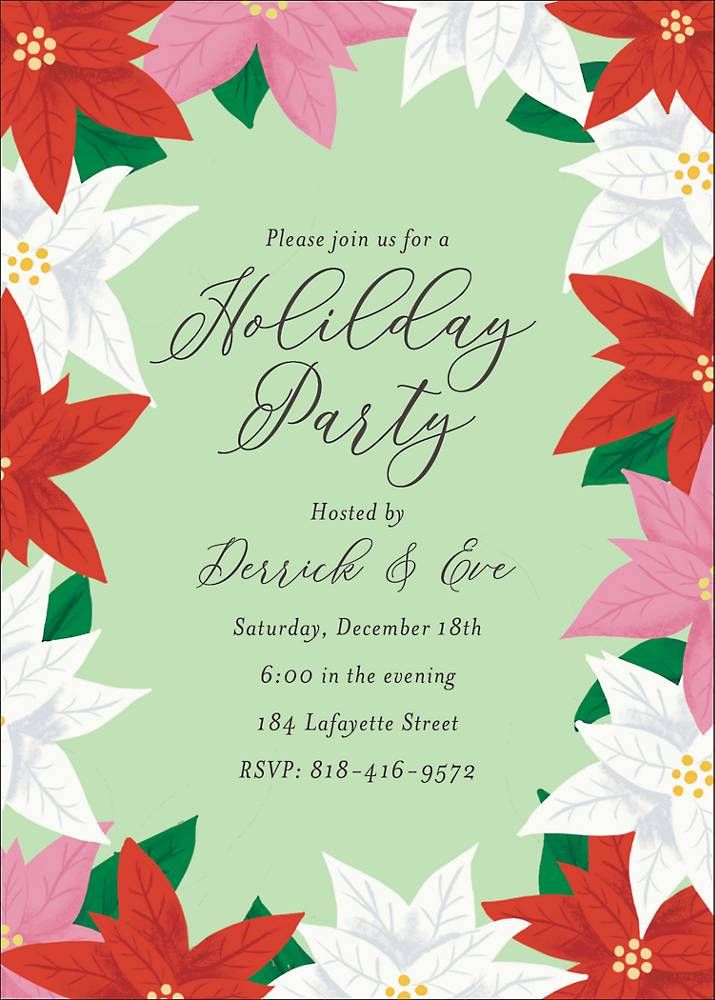 Poinsettia Frame Party Invitation