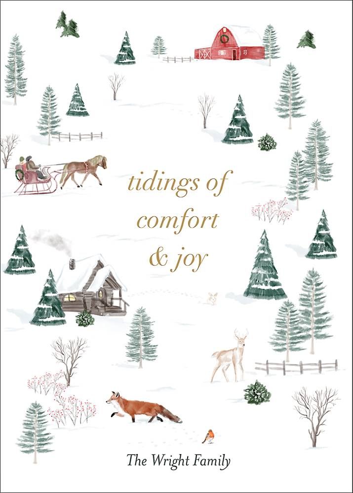 Winter Toile Holiday Card