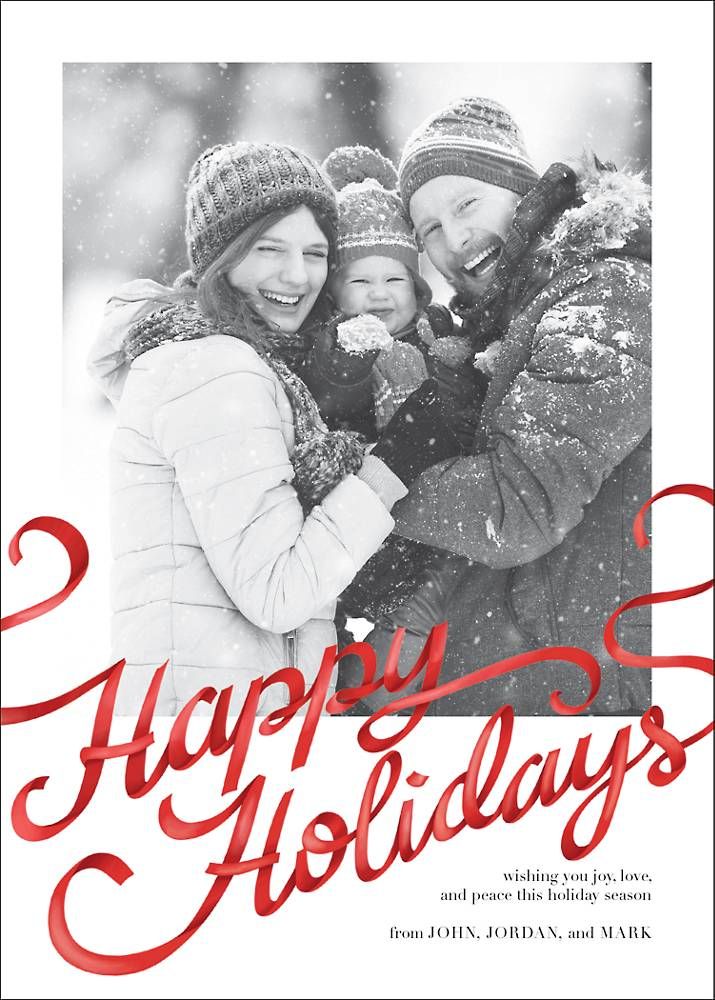 Ribbon Happy Holidays Photo Card