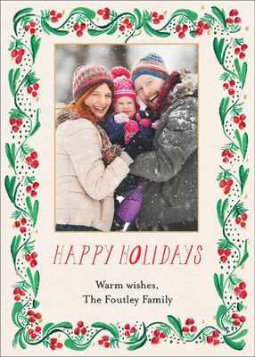 Berry Border Holiday Photo Card