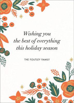 Letter Press Pointsettia Holiday Card