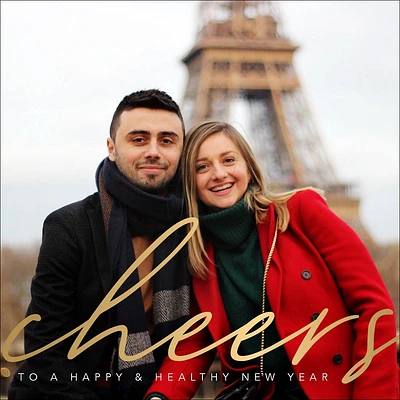 Cheers Modern Foil Script New Year Photo Card