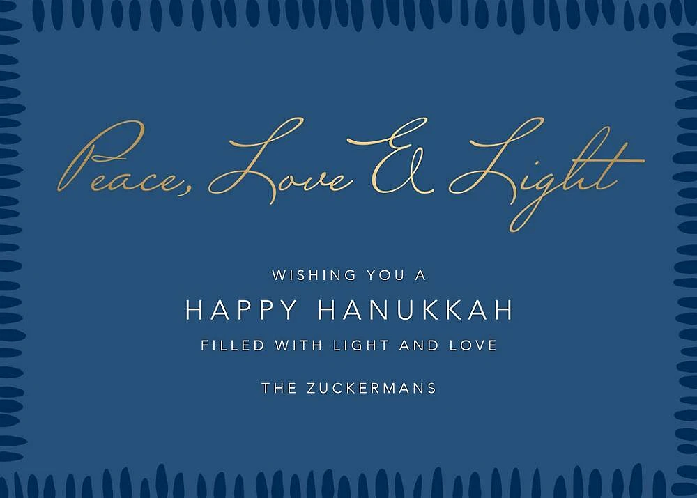 Candlelight Border Foil Script Hanukkah Card