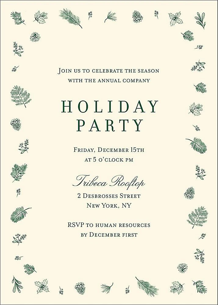 Delicate Greenery Holiday Party Invitation