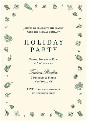 Delicate Greenery Holiday Party Invitation