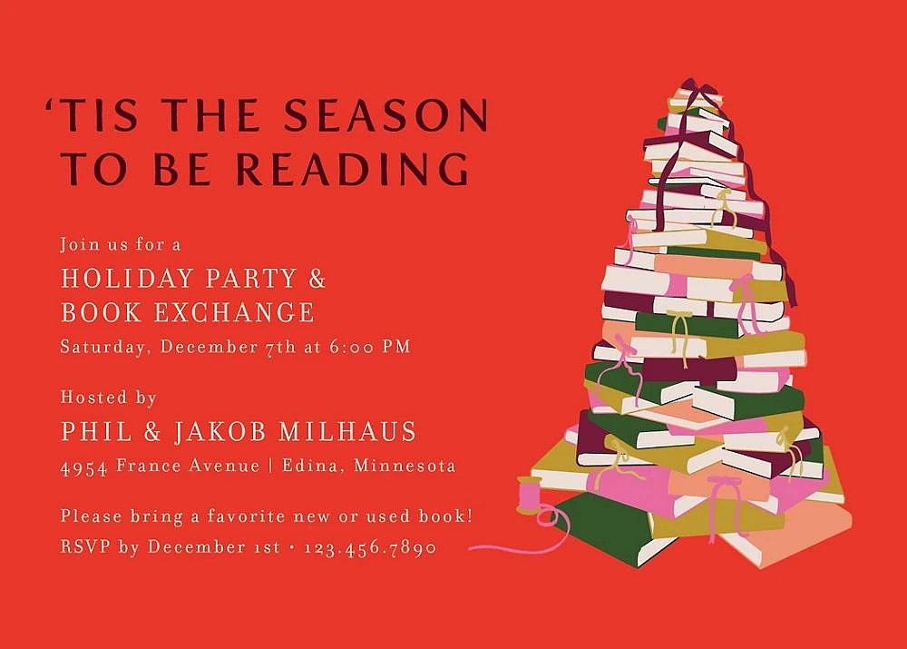 Book Tree Holiday Party Invitation