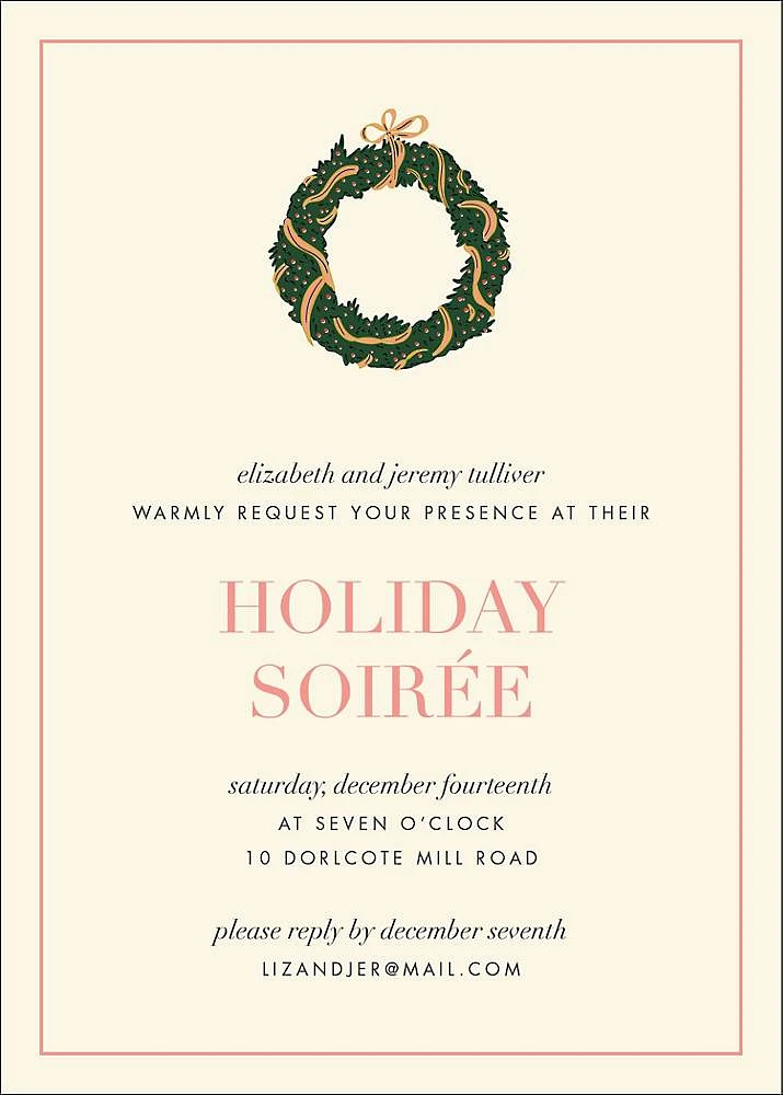 Colorful Wreaths Holiday Party Invitation