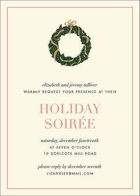 Colorful Wreaths Holiday Party Invitation