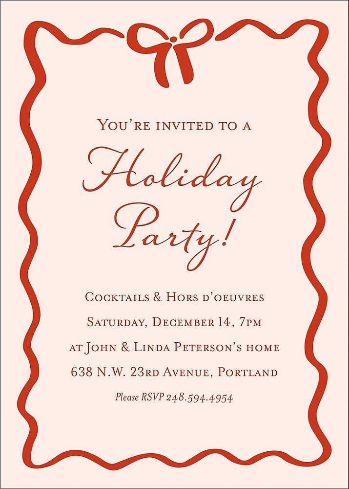 Wiggle Bow Border Holiday Party Invitation