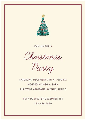 Vintage Garland Tree Holiday Party Invitation