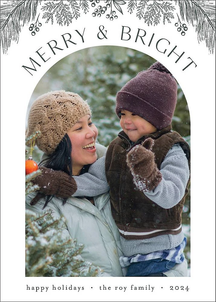 Evergreen Garland Arch Holiday Photo Card