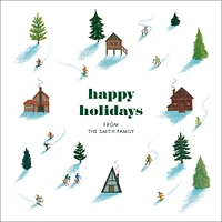 Cabin Skiiers Holiday Card