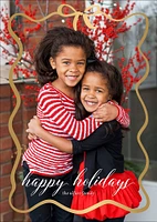 Wiggle Bow Border Foil Holiday Photo Card