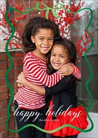 Wiggle Bow Border Foil Holiday Photo Card