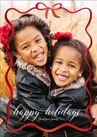 Wiggle Bow Border Foil Holiday Photo Card