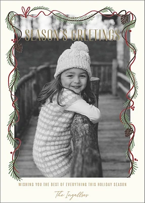 Minimal Garland Border Holiday Photo Card