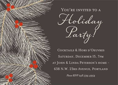 Slate Pine Branches Holiday Party Invitation