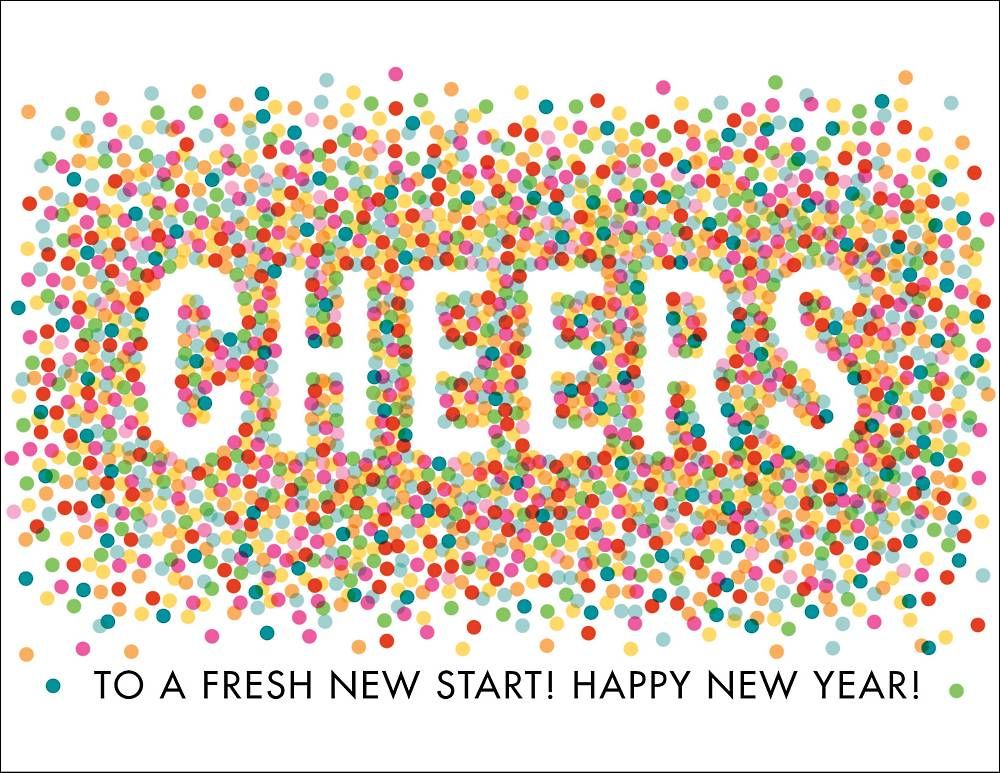 Cheers Confetti New Year Card