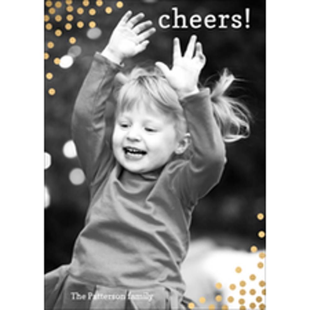 Foil Stamped Confetti Vertical Holiday Photo Card