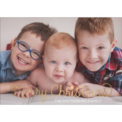 Foil Stamped Loop Script Merry Christmas Photo Card