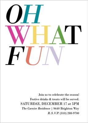 Oh What Fun Multicolor Holiday Party Invitation