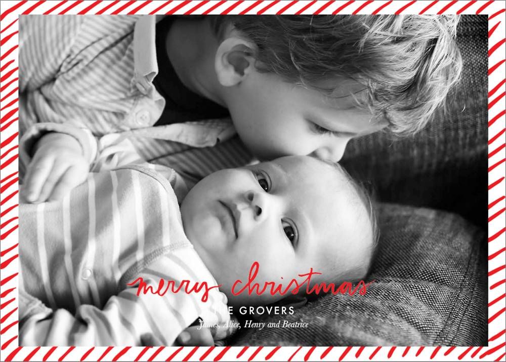 Candy Stripe Christmas Horizontal Photo Card