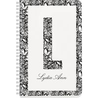 White Floral Monogram Custom Journal