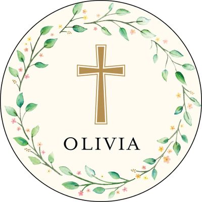 Wreath Cross Personalized Stickers