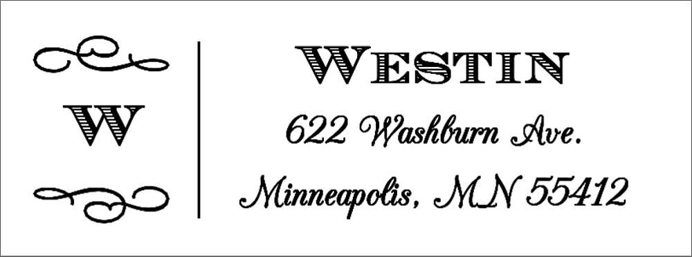 Swirl Frame Monogram Return Address Label