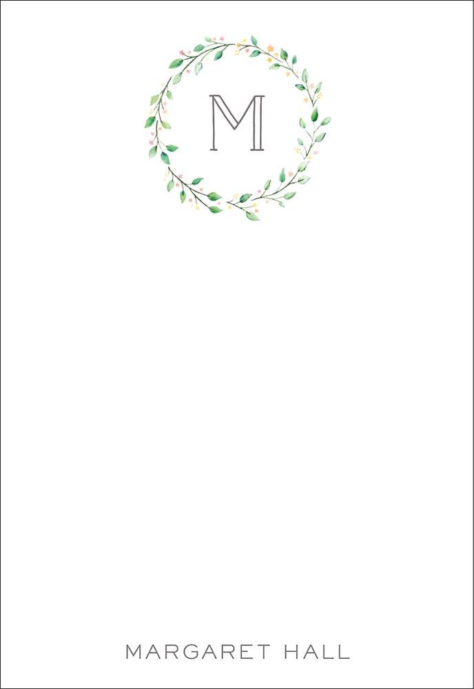 Monogram Wreath Personalized Notepad Sets