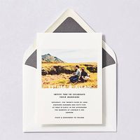 Horizontal Photo on Tall Wedding Invitation