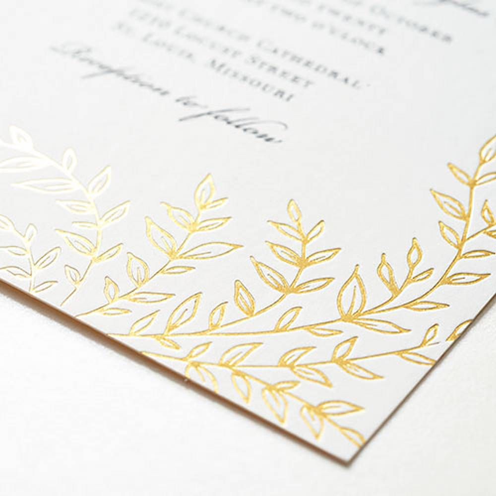 Foil Leaves Wedding Invitation