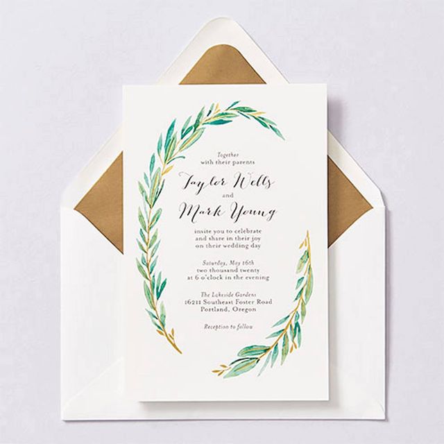 Olive branch garland wedding bridal shower invitation