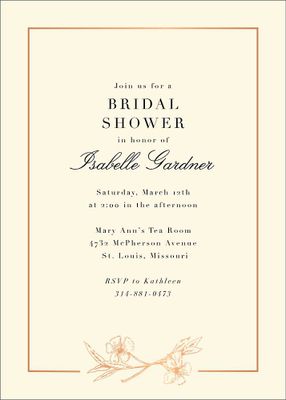 Cypress Flower Frame Foil Bridal Shower Invitation