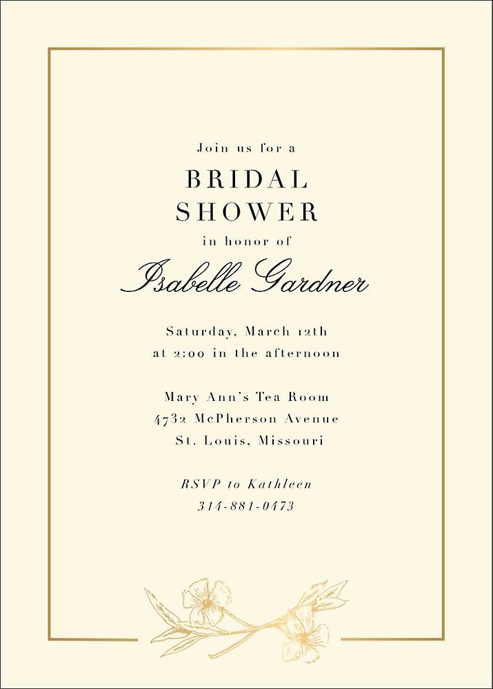Cypress Flower Frame Foil Bridal Shower Invitation