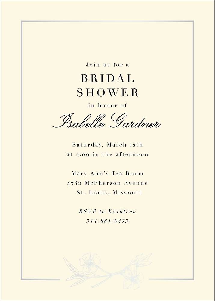 Cypress Flower Frame Foil Bridal Shower Invitation