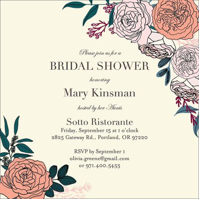 Floral Frame Bridal Shower Invitation