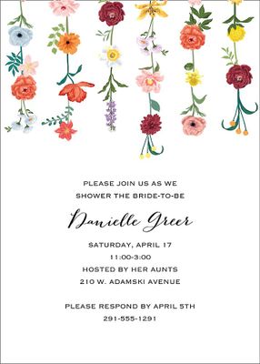 Hanging Florals Bridal Shower Invitation