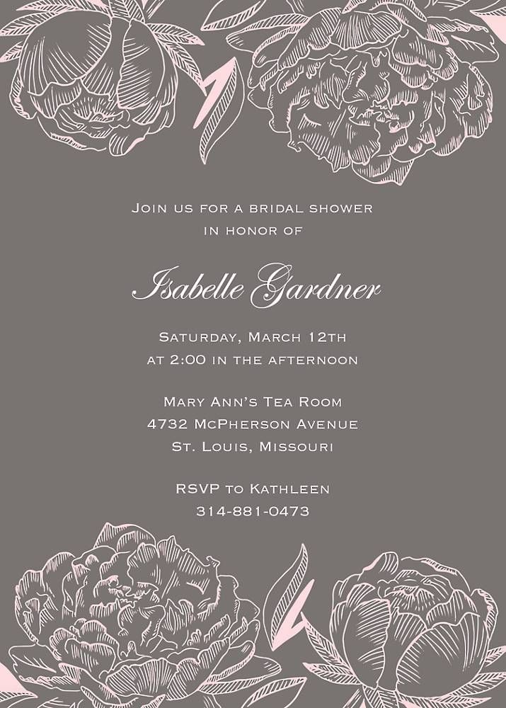 Linework Peony Bridal Shower Invitation